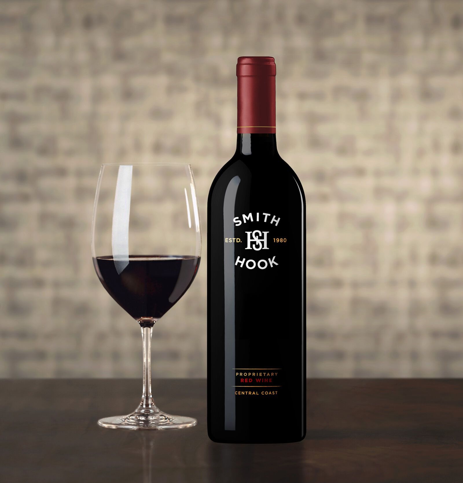 Smith & Hook Proprietary Red Bland Bottle and Glass